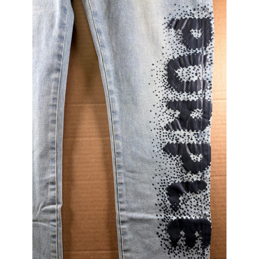 Purple Brand Jeans Mens 34 Light Blue Logo Graphic Slim Fit Denim 202306 NWT - Picture 7 of 10